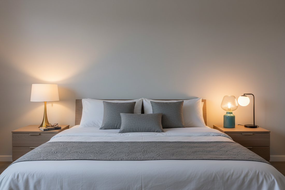 Modern table lamps on sale brighten a cozy bedroom, perfect for affordable table lamps inspiration