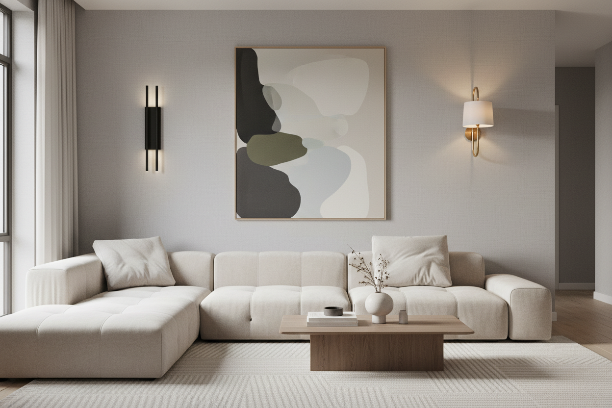 Modern living room featuring wall sconce lighting ideas for stylish and cozy home decor inspiration