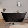 67'' acrylic freestanding bathtub with unique diamond pattern design: spacious oval shape, Black finish, Chrome overflow and pop-up drain CUPC