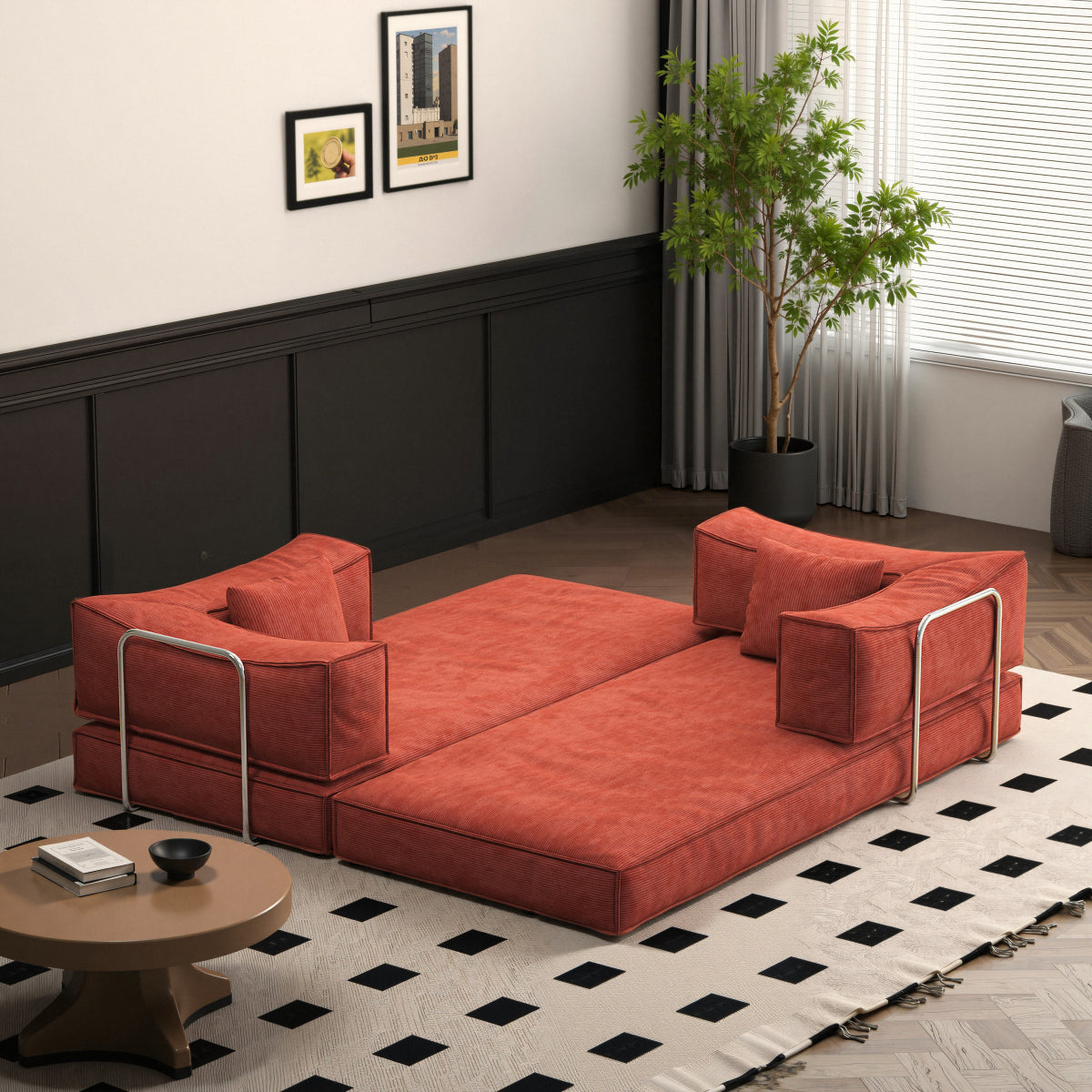 78.8inch  Modular sofa, convertible pudding block sofa, floor-standing sofa bed with armrests and comfortable sofa bed, compression sofa for living