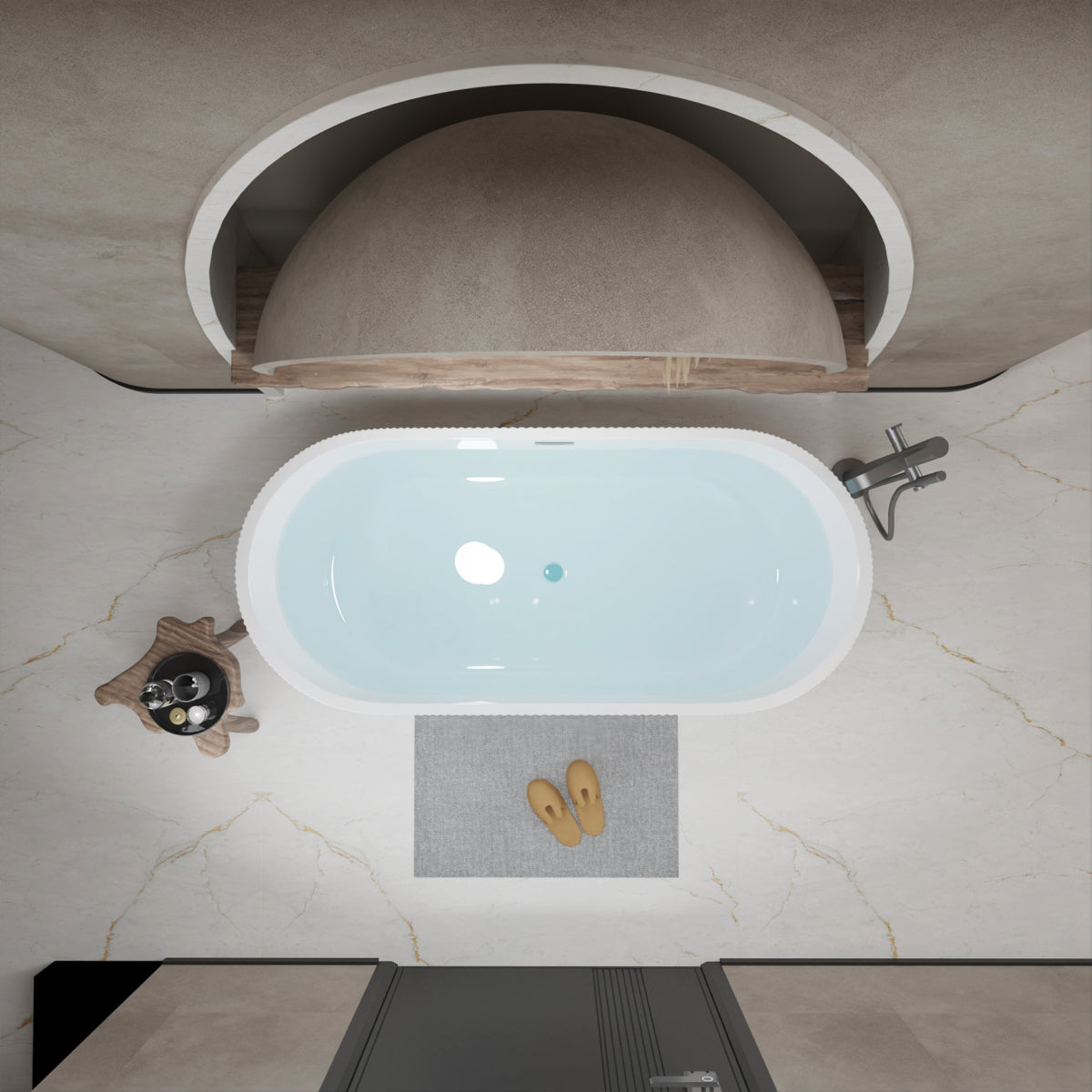 59" Glossy Acrylic Freestanding Tub