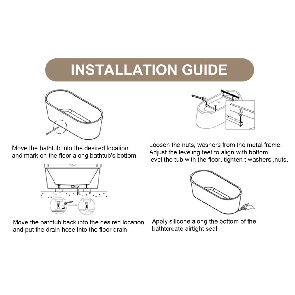55-inch Glossy White Soaking Tub