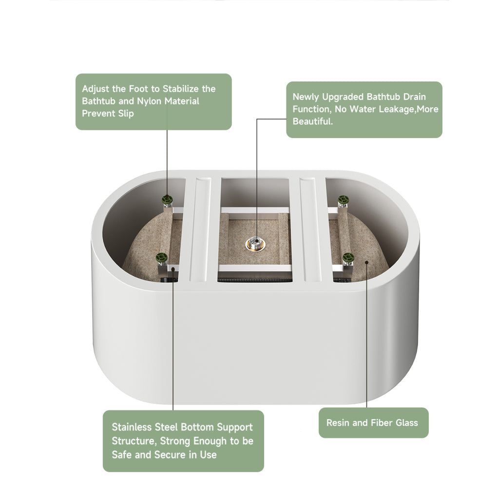 55" Luxury Glossy Soaking Tub