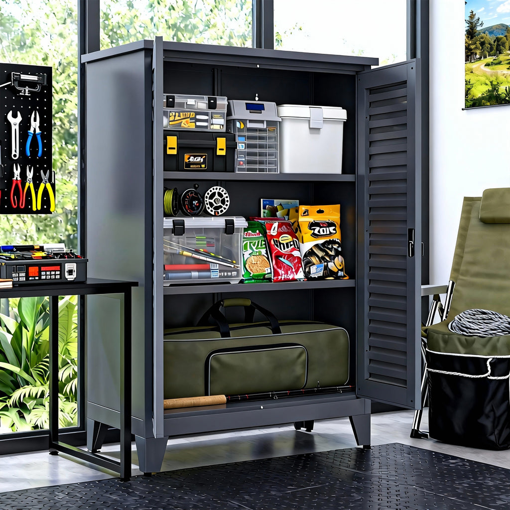 Slate Metal Storage Cabinet 47" - Multi-Purpose Utility Storage