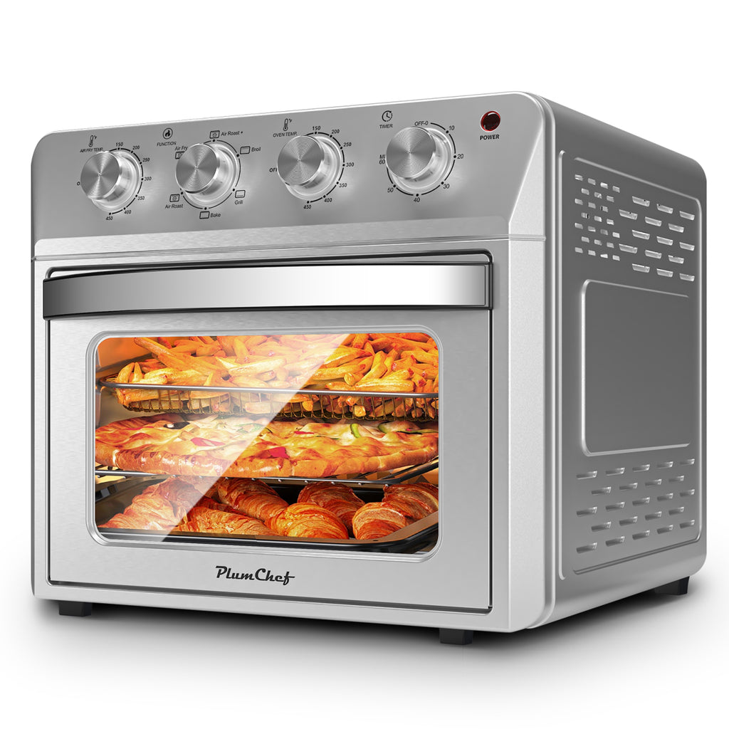 Plum Chef 27.5QT 6-in-1 Air Fryer Oven Countertop 1600W Silver Family Size