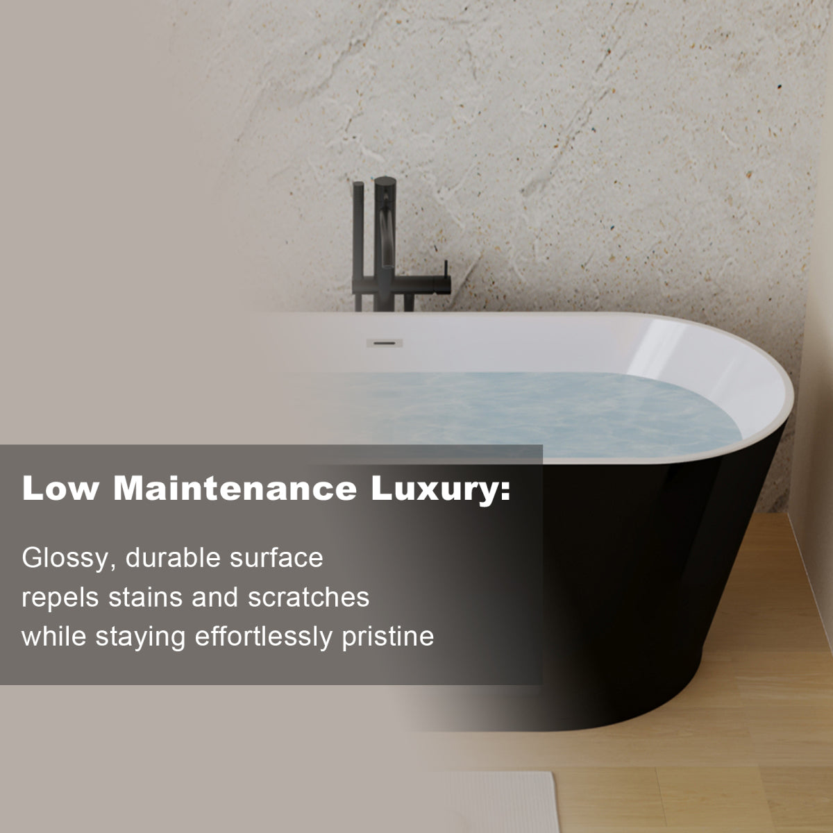 59" Black Freestanding Soaking Tub