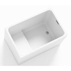 43" Acrylic Freestanding Bathtub with seat: Spacious rectangle Shape, Gloss White Finish, Chrome Overflow & Pop-Up Drain