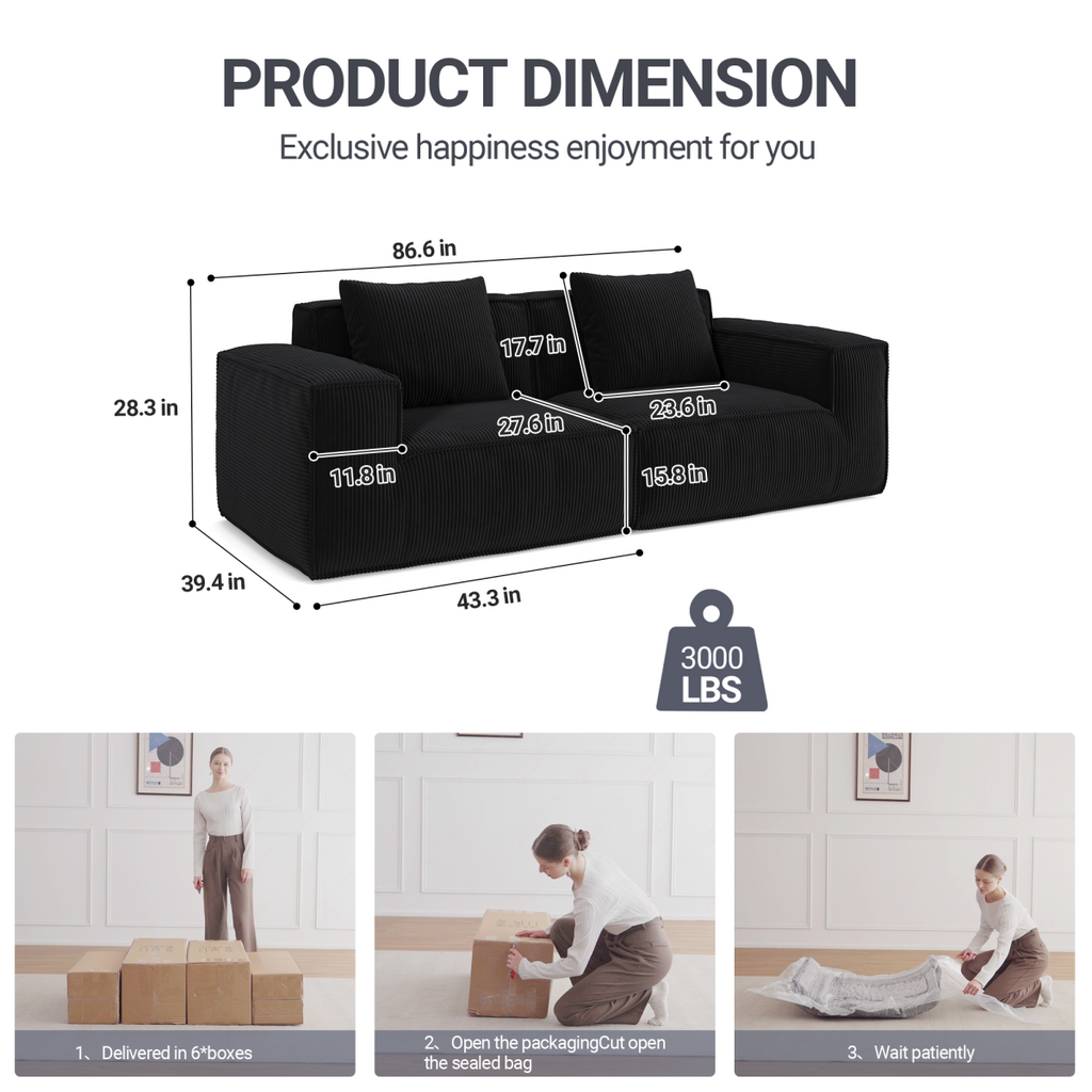 modular sofa can be converted into an oversized sofa bed Free conversion sofa set flexible configuration, soft corduroy cloud velvet fabric two person