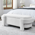 Linen Fabric Upholstered Bench in White