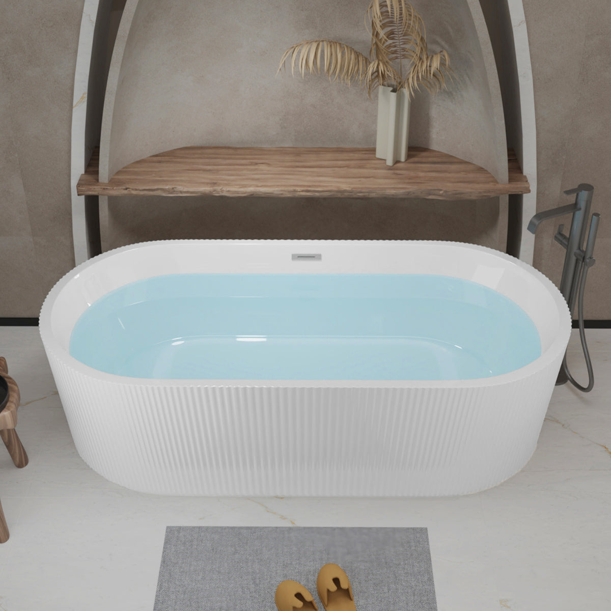 59" Glossy Acrylic Freestanding Tub