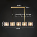 Textured Glass Linear Chandelier for Dining Room