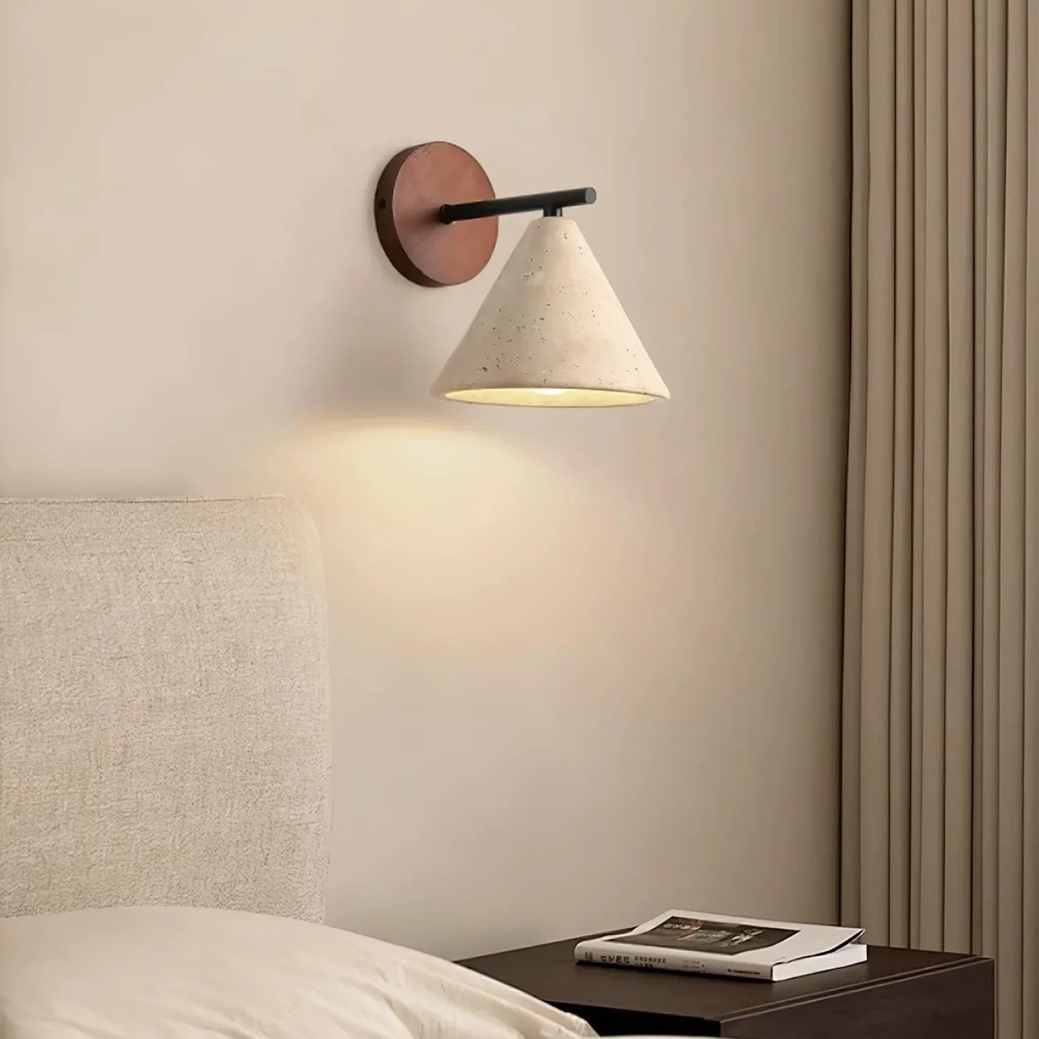 Conical Finley Travertine Wall Lamp