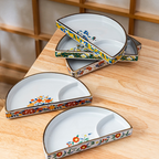 Mino Ware Usuyama Half-Moon Divided Plate