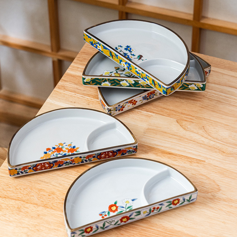Mino Ware Usuyama Half-Moon Divided Plate