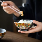 Kutani Ware Golden Floral Sea Rice Bowl Set