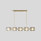 Textured Glass Linear Chandelier for Dining Room
