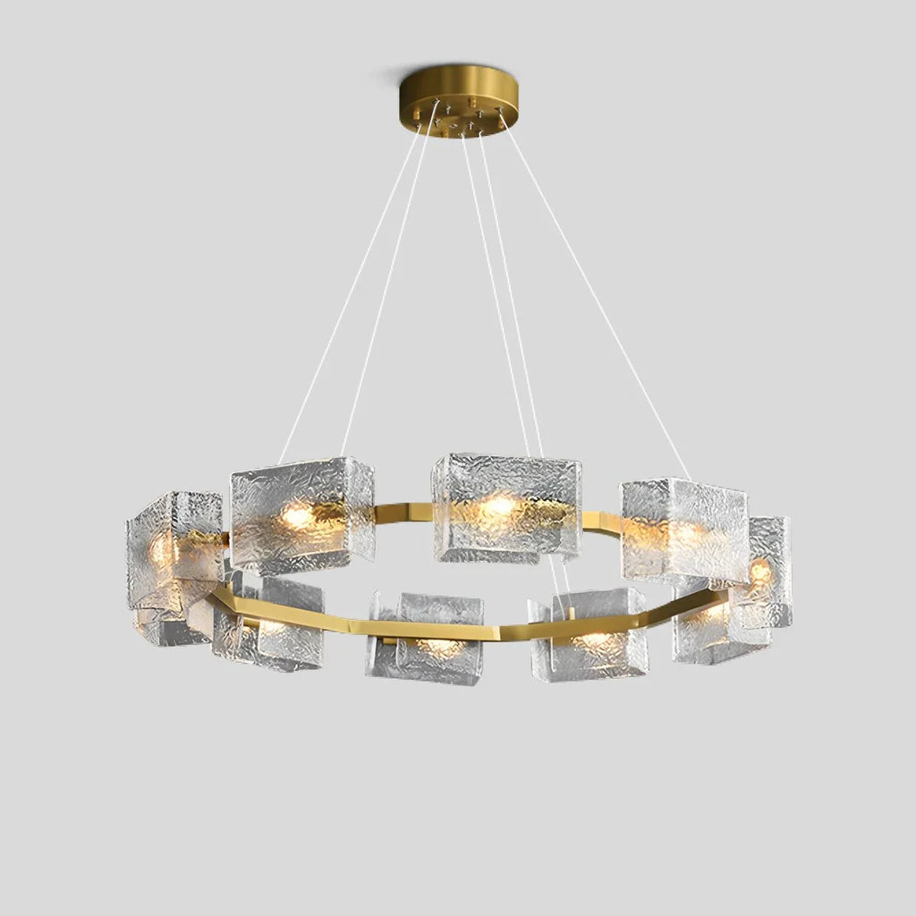Textured Glass Round Chandelier