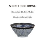 Mino Ware Wave Pattern Retro Underglaze Bowl and Plate Set