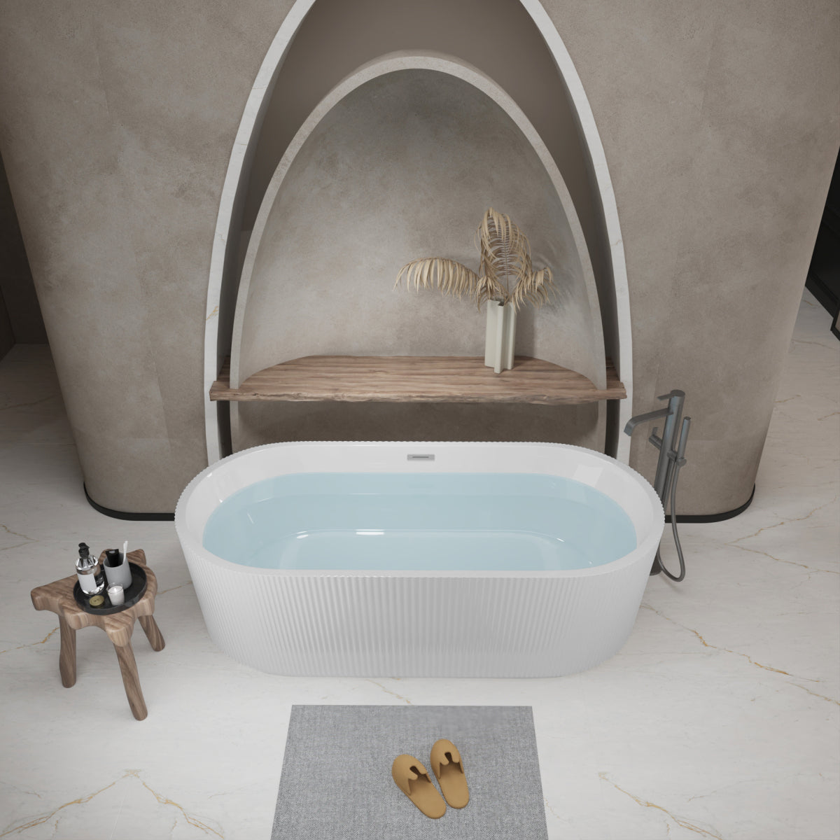 59" Glossy Acrylic Freestanding Tub