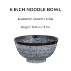 Mino Ware Wave Pattern Retro Underglaze Bowl and Plate Set