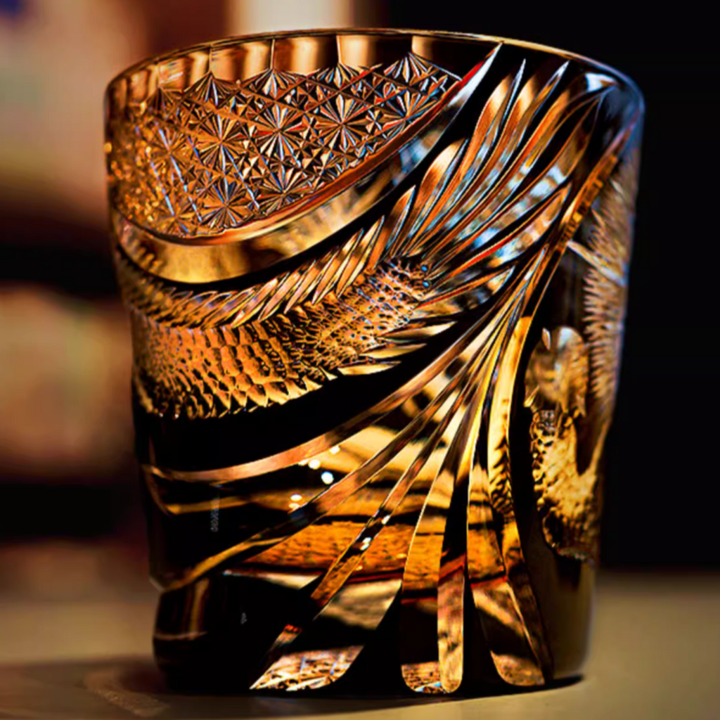 Edo Kiriko Hand-Carved Dragon's Breath Whiskey Glass