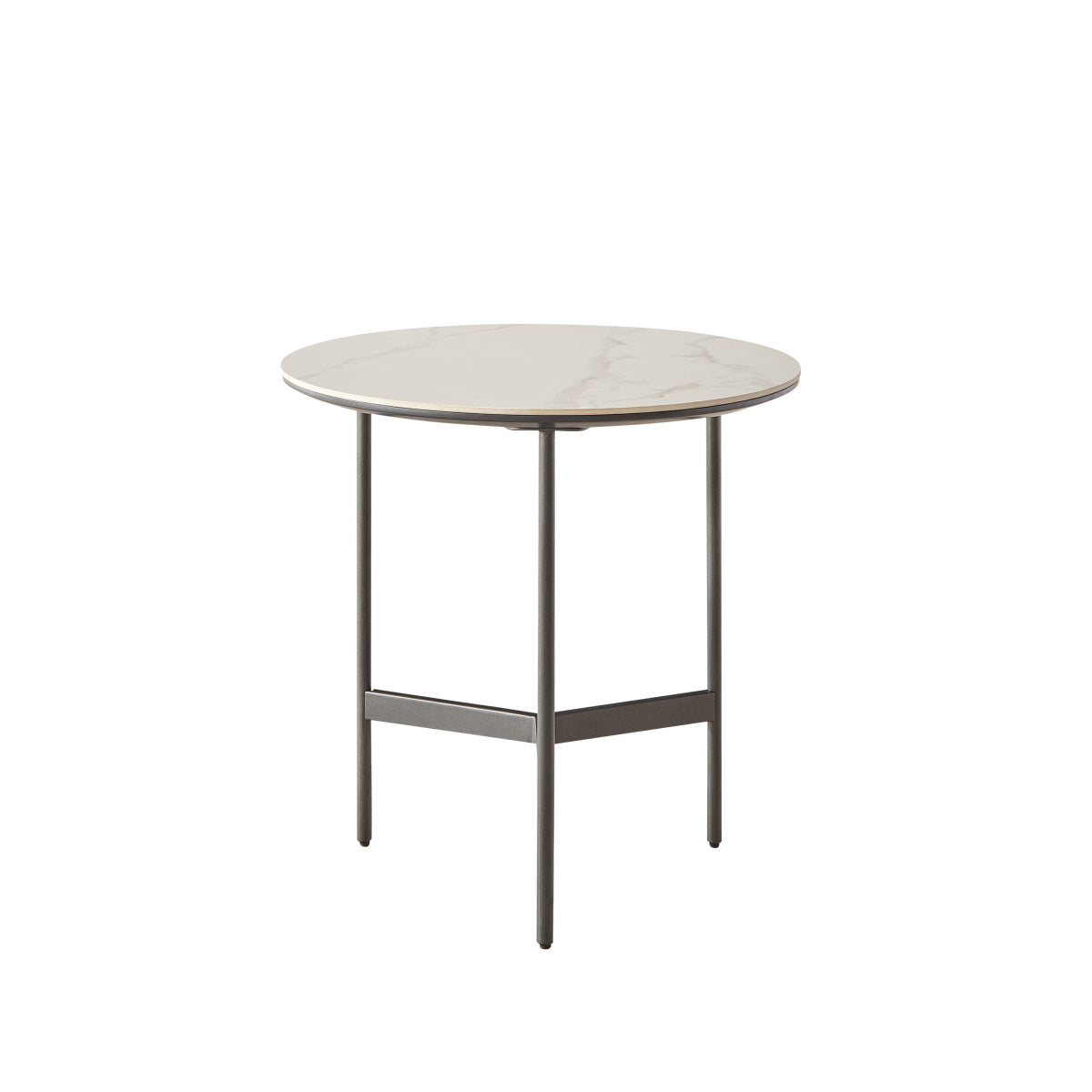 Round Metal Accent Table Small Gray Side Table for Living Room Bedroom