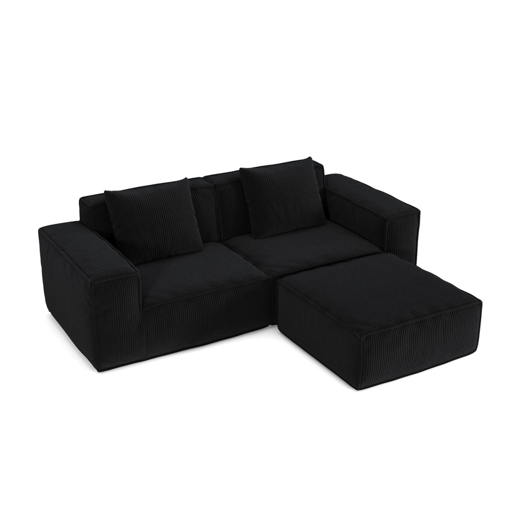 Modular Convertible Oversized Chaise Longue Sofa- Soft Corduroy Velvet, Flexible Setup