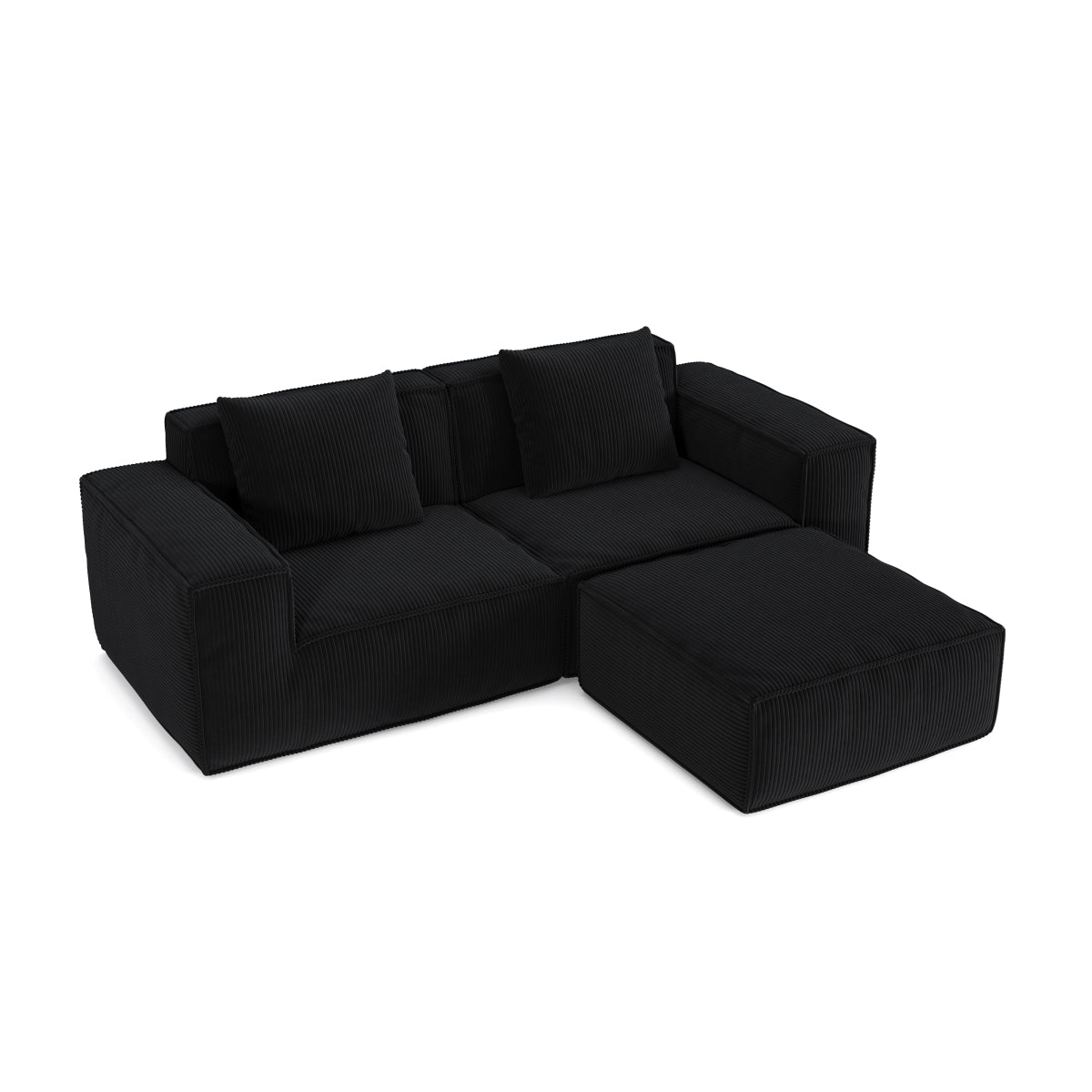 Modular Convertible Oversized Chaise Longue Sofa- Soft Corduroy Velvet, Flexible Setup