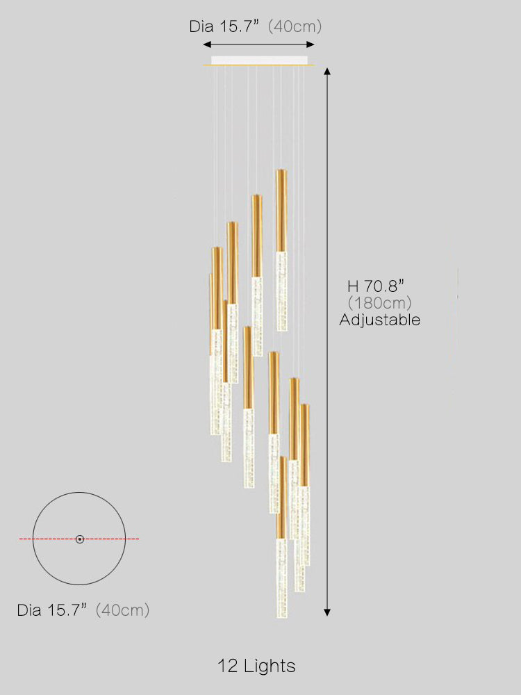 Crystal Column Staircase Pendant Light