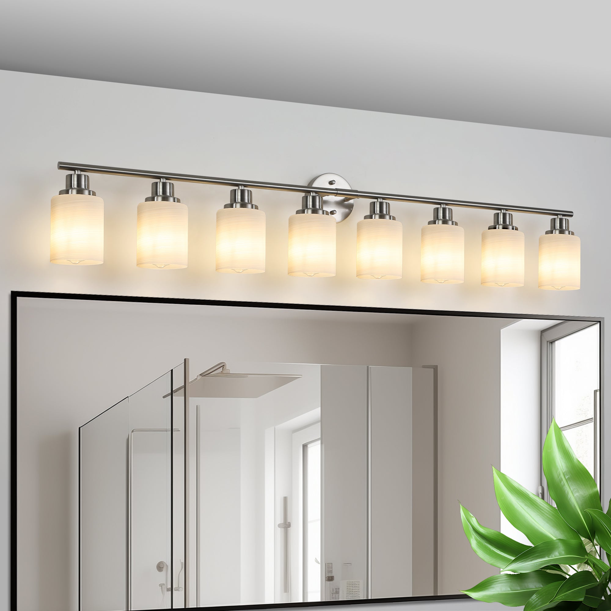 Modern 8-Light Vanity Sconce in Brushed Nickel