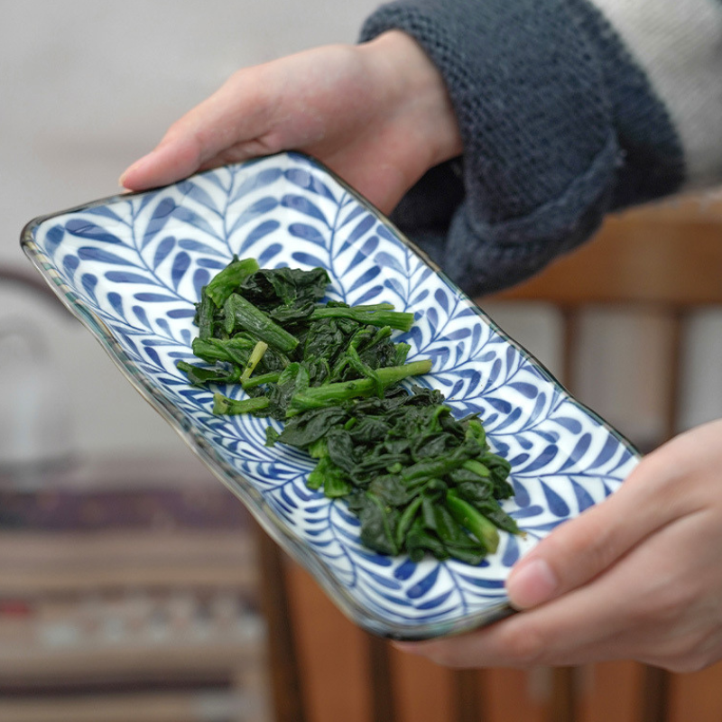 Mino Ware Botanical Series Underglaze Rectangular Plate