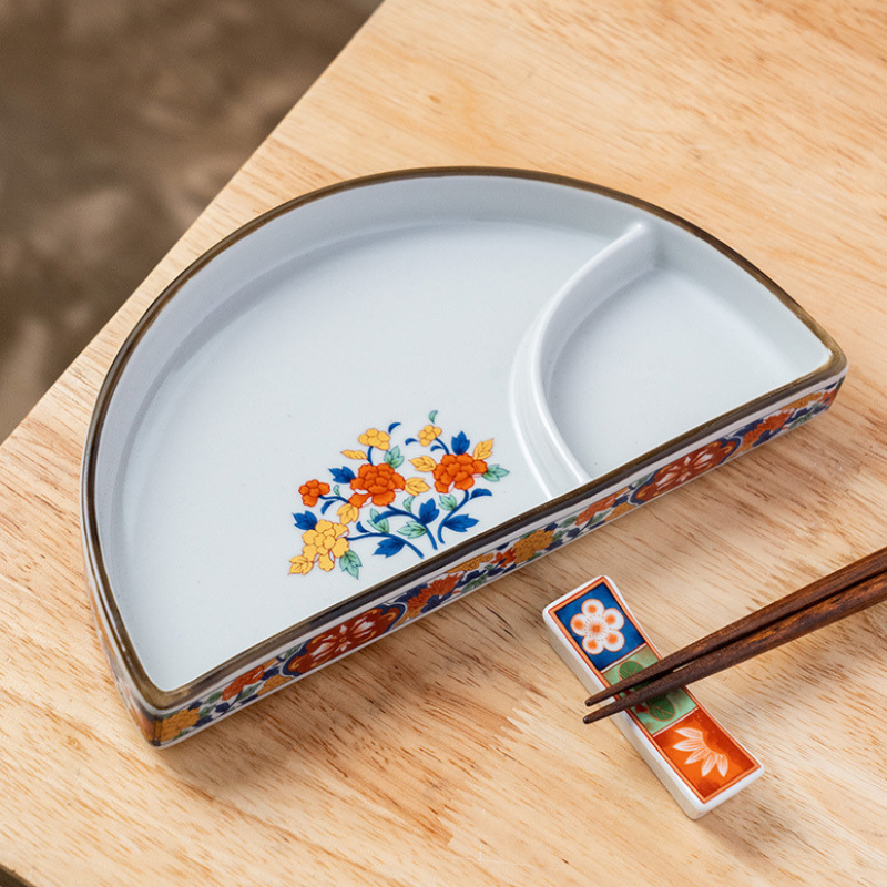 Mino Ware Usuyama Half-Moon Divided Plate