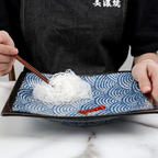 Mino Ware Rectangular Ripple Sushi Plate Gift Set