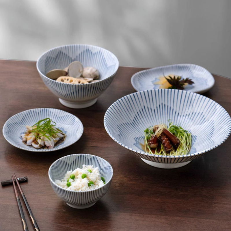 Mino Ware Sakura Tokusa Series Bowl and Plate Set