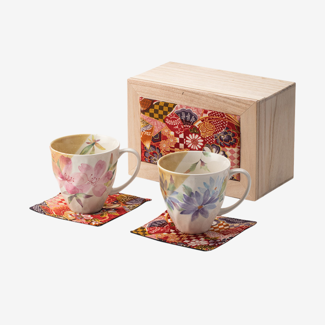 Mino Ware Floral Series Mug Gift Set
