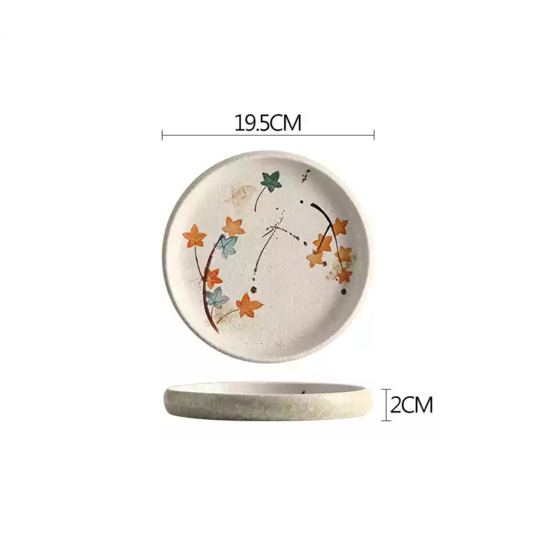 Fukutora Ware Hand-Painted Maple Leaf Plate