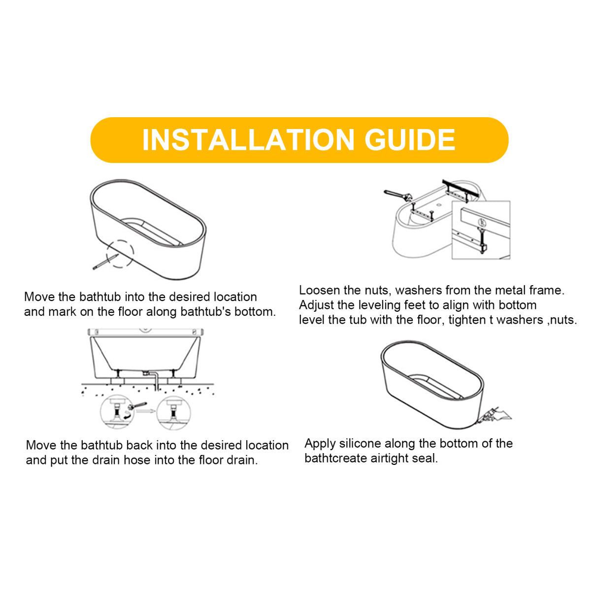 59'' acrylic freestanding bathtub with unique diamond pattern design: spacious oval shape,  Gloss white finish, Chrome overflow and pop-up drain CUPC