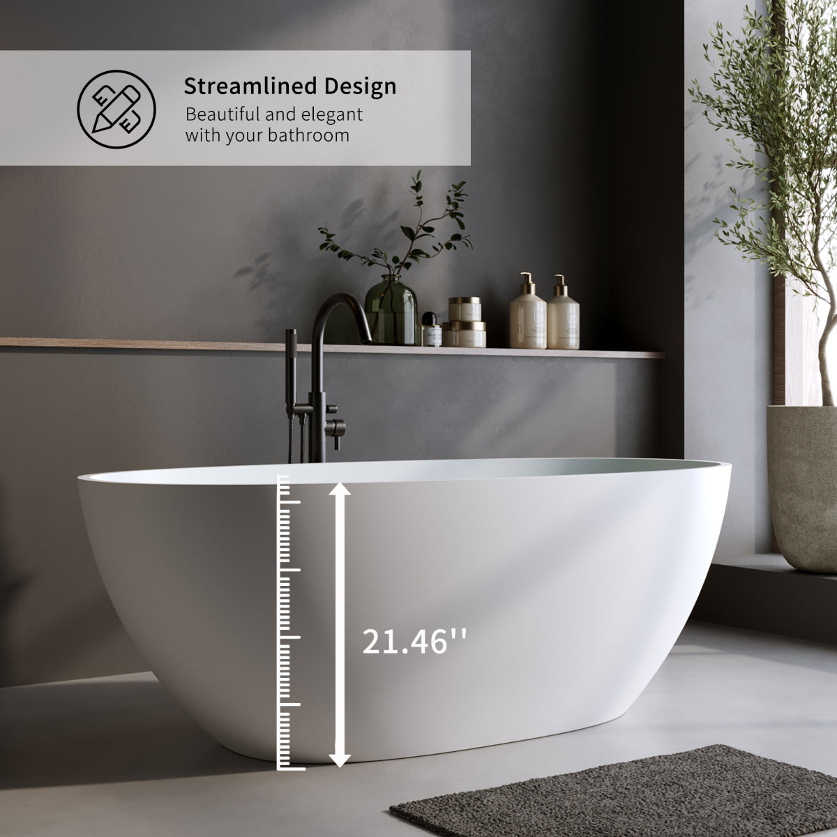 Luxury Freestanding Solid Surface Bathtub