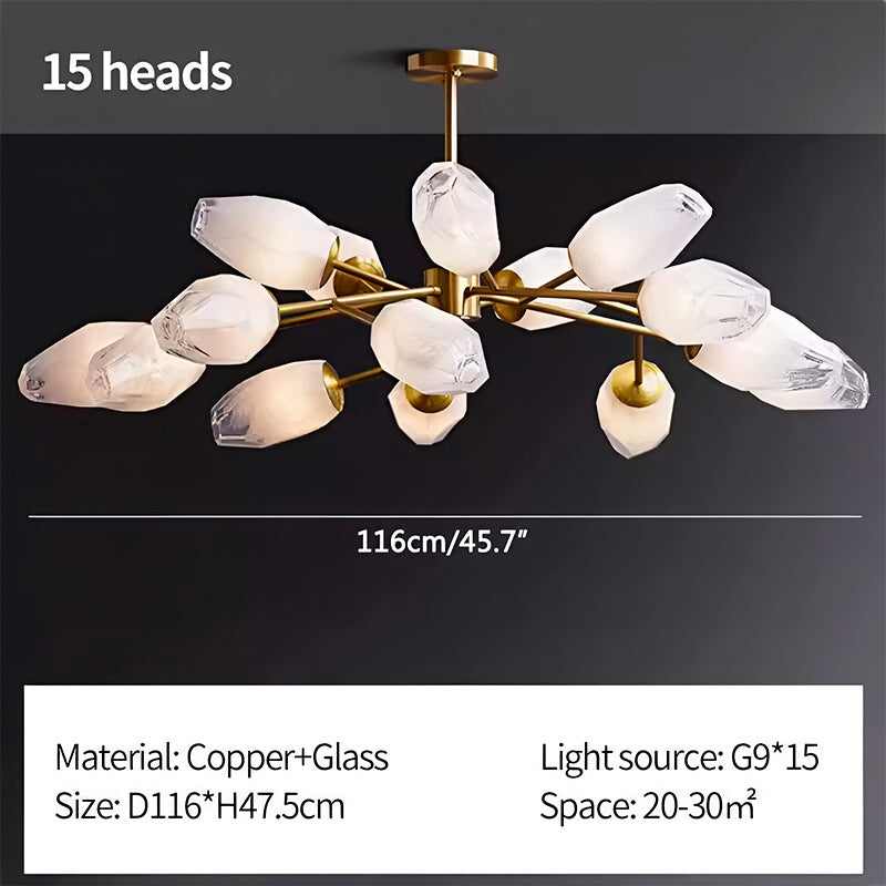 Crystal Bud Copper Chandelier for Living Room