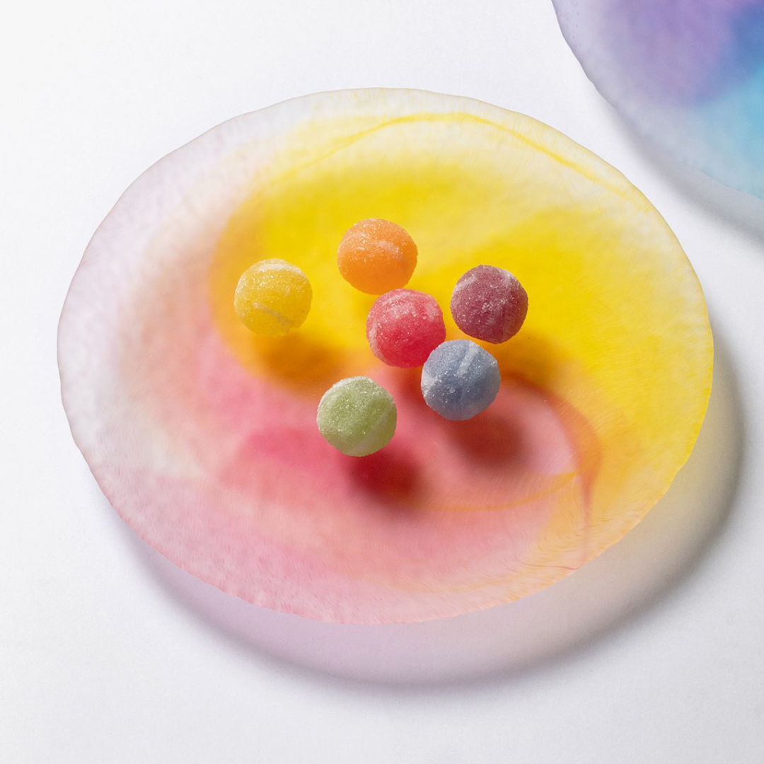 Mizuno Glass Handcrafted Candy-Colored Monet Impression Glass Plate Gift Set