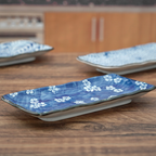 Mino Ware Botanical Series Underglaze Rectangular Plate