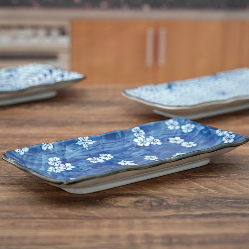 Mino Ware Botanical Series Underglaze Rectangular Plate