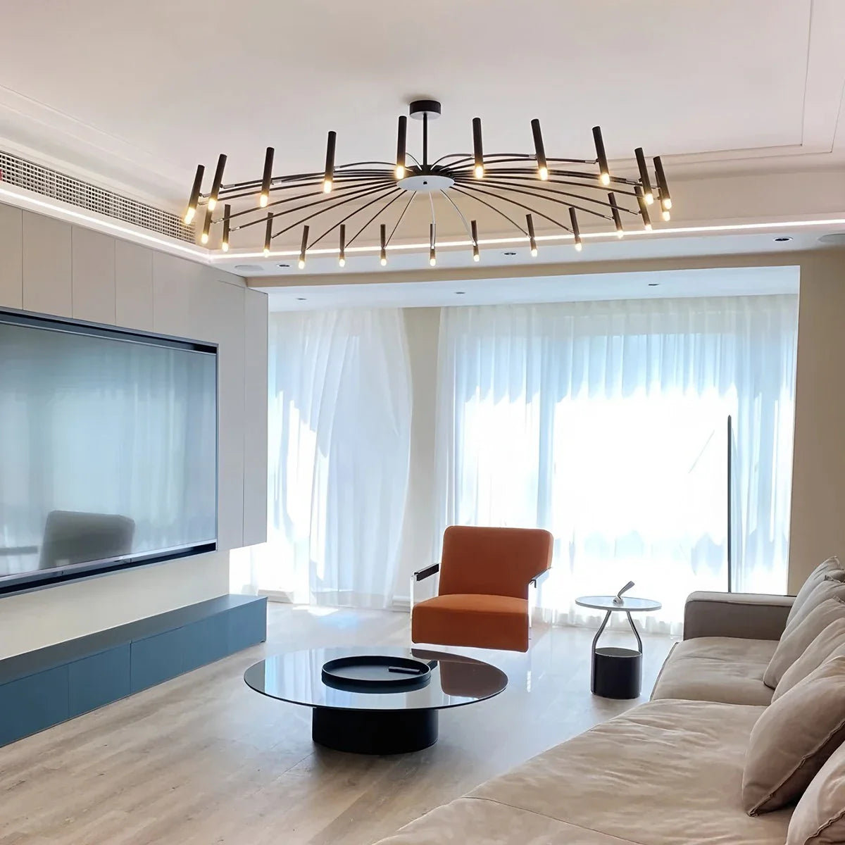 Modern Adjustable Candelabra Chandelier for Living Room
