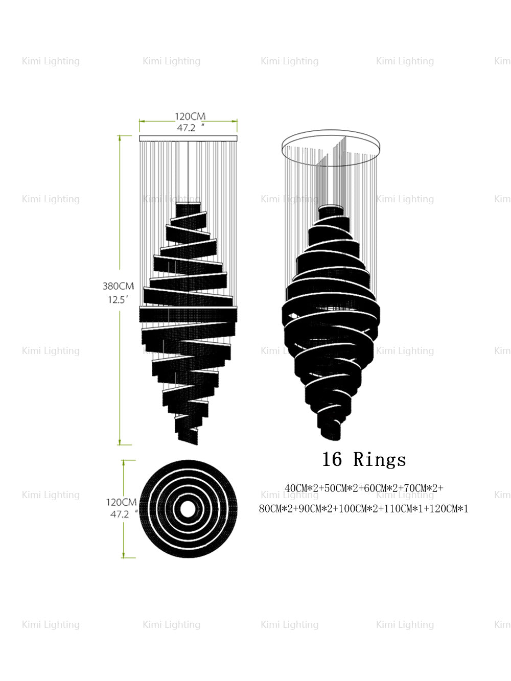Large Duplex Crystal Staircase Chandelier