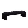 Modern Upholstered Armless Bed Bench in Black Chenille