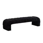Modern Upholstered Armless Bed Bench in Black Chenille