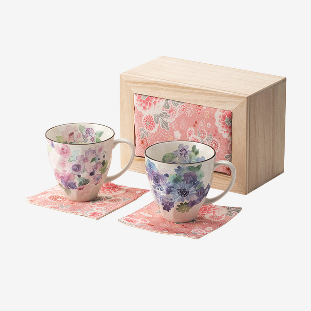 Mino Ware Floral Series Mug Gift Set