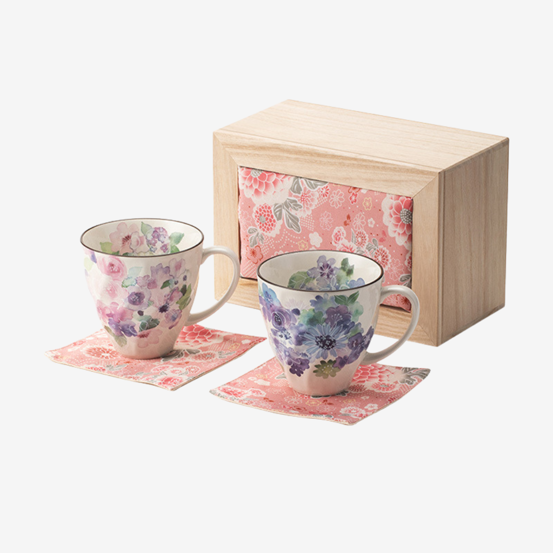Mino Ware Floral Series Mug Gift Set