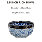 Mino Ware Wave Pattern Retro Underglaze Bowl and Plate Set