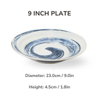 Mino Ware Funshuki Seiryuu Series Underglaze Bowl and Plate Set